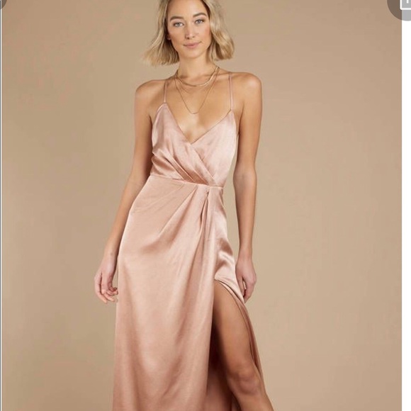 Tobi Dresses & Skirts - Rose gold metallic wrap maxi dress